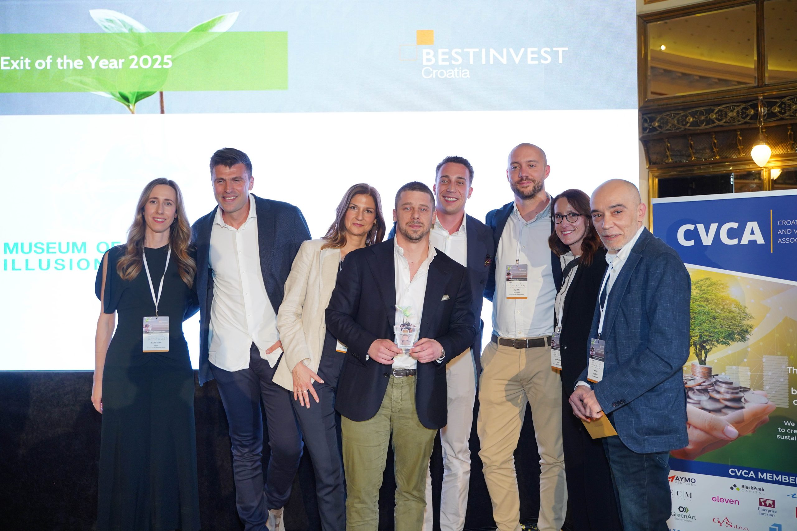 Roko Zivkovic (Founder, Museum Of Illusions), Invera Equity Partners Team, Vladimir Nisevic (Forbes Croatia) Exit Of The Year 2025 BestInvest Award